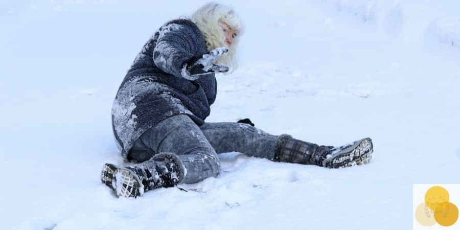 man fall in snow