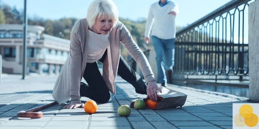 Woman slip and fall on boardwalk